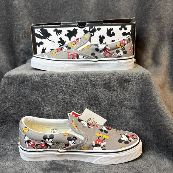 Vans Women's Sz 5 or Men Sz 3.5 Mickey Mouse Gray Slip-On Shoes - Picture 2 of 9